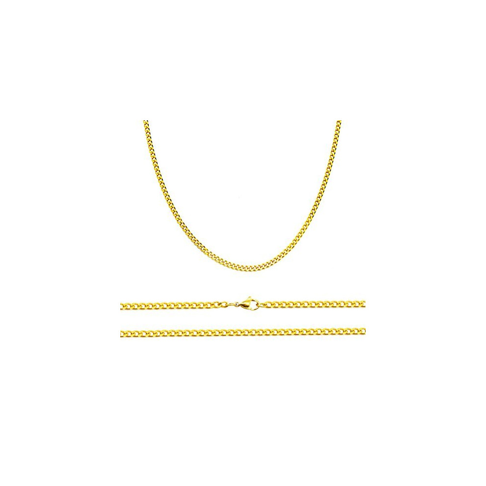 Aplstar Solid Gold Curb Chain Necklace 2mm thick 18ct Real Gold Plated Size: 16 18 20 22 24 inch/40 46 50 55 60 cm (60 CM)