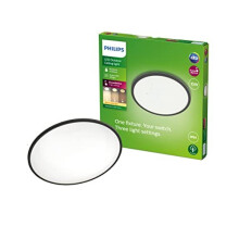 Philips LED Superslim Outdoor Ceiling Light 15W [Warm White - Black] Water Resistant IP54, for Garden, Patio and Terrace Lighting.