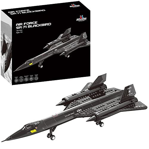 APOSTROPHE Games SR-71 Blackbird Jet Building Block Set ? 183 Pcs Blackbird Jet Building Toys Set ? Building Block Plane Toy for Kids Older Than 10