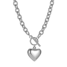 Chain Necklace for Women 18K White Gold Plated Chunky Cuban Chain Link Necklace with Heart Hypoallergenic Jewelry for Women