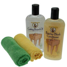 HOWARD Cutting Board Oil & Howard Butcher Block Conditioner (355ml) with Cloths For use on Butcher Blocks, Bread Boards, Chopping Boards and Wooden