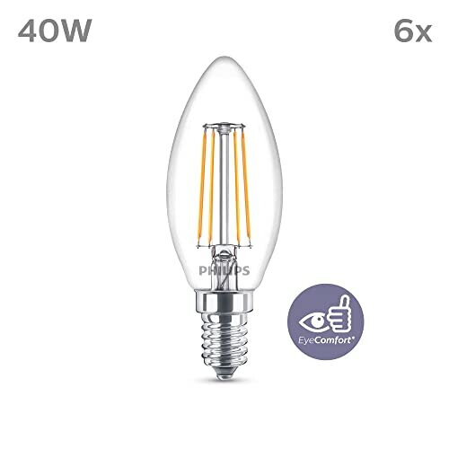 Philips Pack 6 LED E14 Corona 4W (40W) Transparente 470lm 1