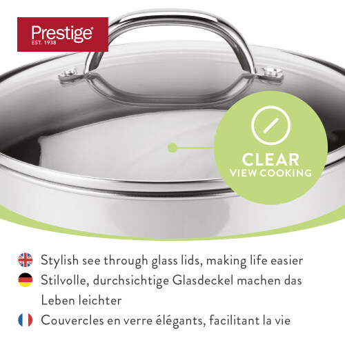 Prestige Stainless Steel Cooking Pots Set 4 Piece Induction Hob Pan Set