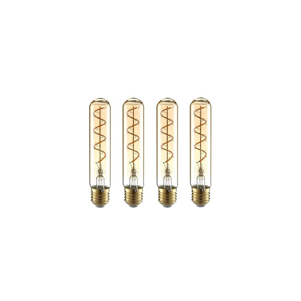 Tekled T30 Filament Vintage Led Bulb, 4W (24W Equivalent), 240Lm, 2400K Dimmable E27 Tubular Edison Screw, 25,000H Amber