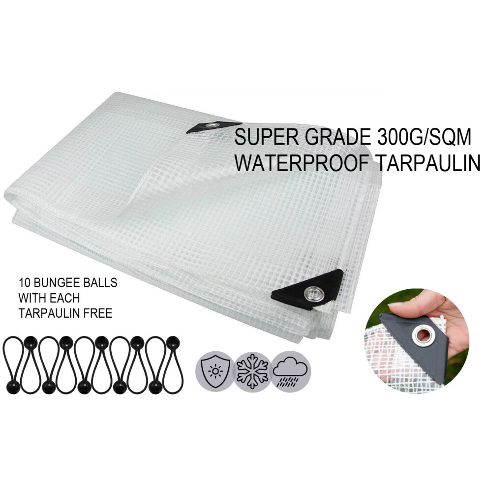 (5M X 6M) 300G/Sqm Heavy Duty Tarpaulin Weather-Resistant Sun-Proof Reinforced+Bungee Ball 5061004420565