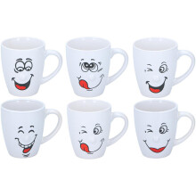 (300ml - 6 Pack) 6Pcs Smiley Face Tea Coffee Mug Soup Cup Smile faces Birthday Present Gift Idea