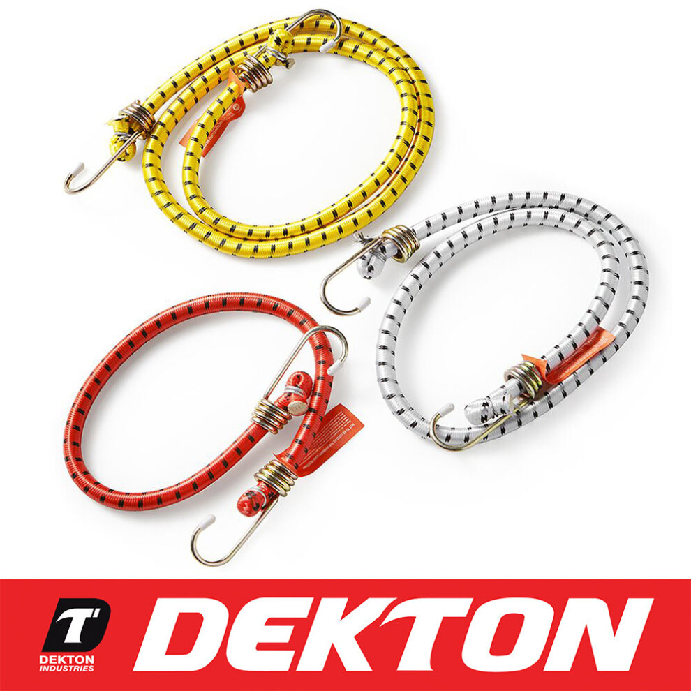 Dekton 3Pc Bungee Cords Mounted Latex Shielded Braided Polyethylene Assorted Set 5055441423333