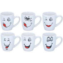 (200ml - 6 Pack) 6Pcs Smiley Face Tea Coffee Mug Soup Cup Smile faces Birthday Present Gift Idea