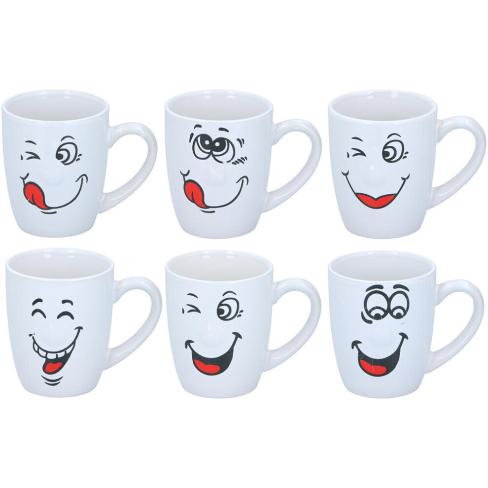 (200ml - 6 Pack) 6Pcs Smiley Face Tea Coffee Mug Soup Cup Smile faces Birthday Present Gift Idea