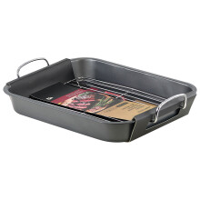 GEEZY Large Roasting Tray With Rack Baking Tin Cooking Oven Dish Bakeware Non Stick