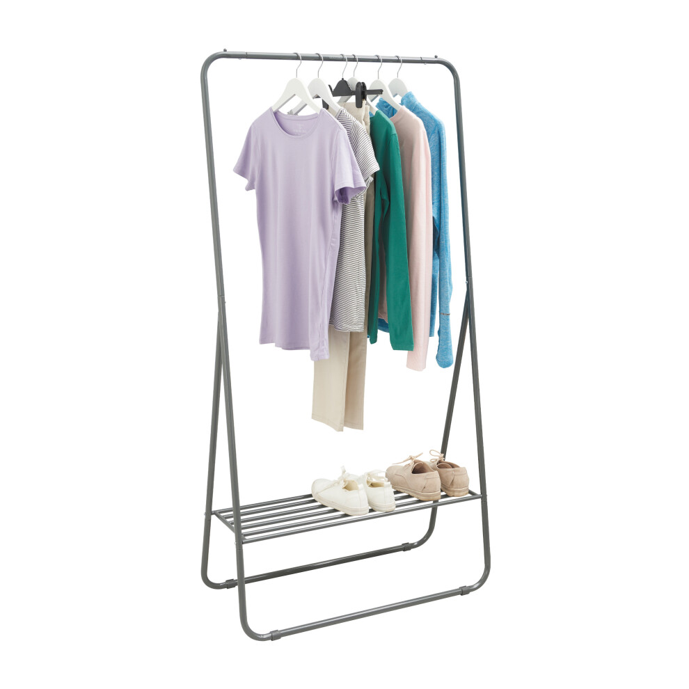 BLACK+DECKER Free Standing Clothes Rail, Metal Clothing Rack With Easy Access Low Level Shelf, Includes 1 BLACK+DECKER Vacuum Storage Bag