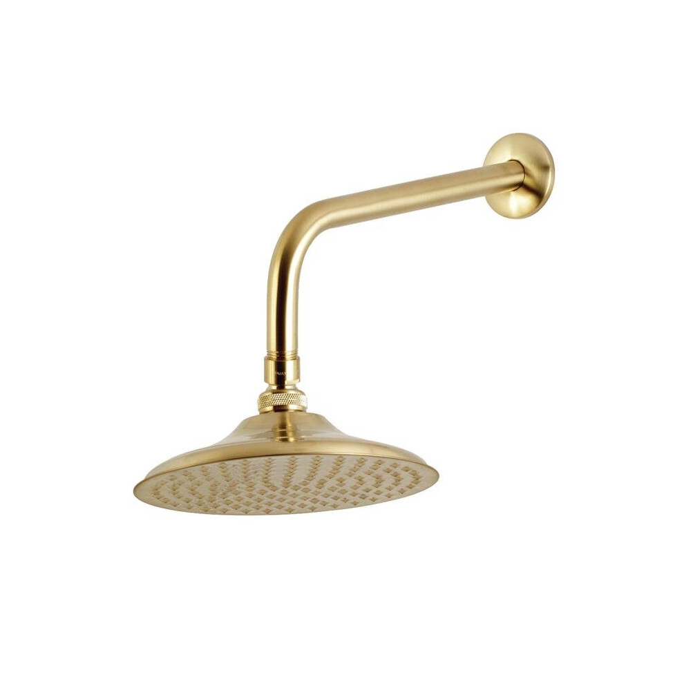 Kingston Brass Victorian 8 In. Brass Showerhead With 12 In. Shower Arm, Brushed Brass 753678296335