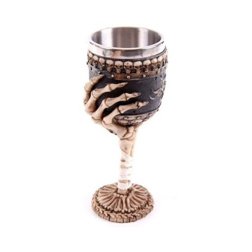 (Black, beige) Personalised resin ghost head goblet, wine glass