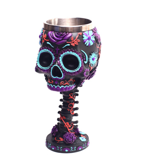 (Purple, black) Personalised resin ghost head goblet, wine glass 1