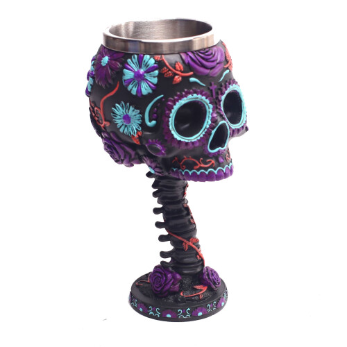 (Purple, black) Personalised resin ghost head goblet, wine glass