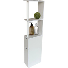 Slim Bathroom Storage Cabinet Tall Narrow Wooden Drawers Shelves White