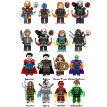 (Style C 16psc) 16pcs Superman Iron Man Superman Sea King Steel Bone Lightning Man Green Lantern Man Building Block Toys fit lego