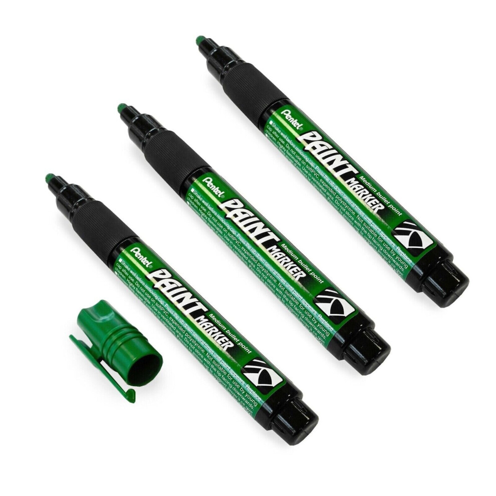 Pentel Permanent Cellulose Paint Marker Pens - MMP20 - Pack of 3 - Green