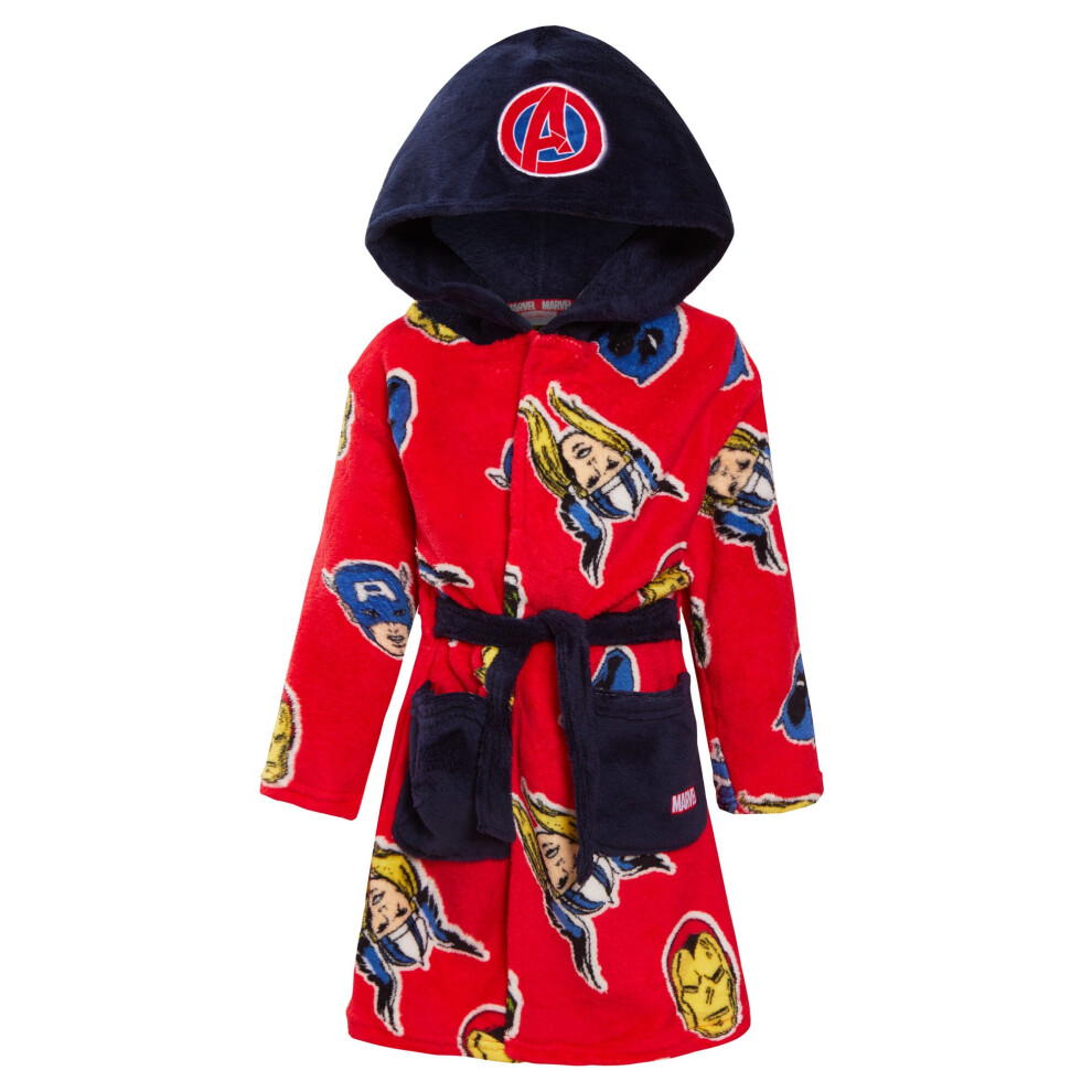 (Red, 4 Years) Avengers Dressing Gown For Boys Marvel Super Hero Kids Dress Up Hooded Bath Robe