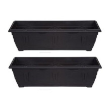2 x 60cm Slim Plastic Venetian Window Box Trough Planter Pot Black