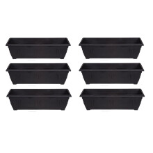 6 x 60cm Slim Plastic Venetian Window Box Trough Planter Pot Black
