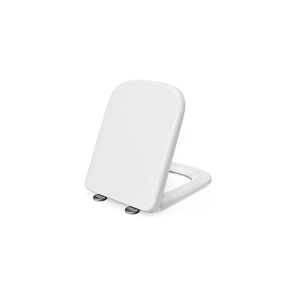 Pipishell Square Toilet Seat, Soft Close Toilet Seat White with Quick Release