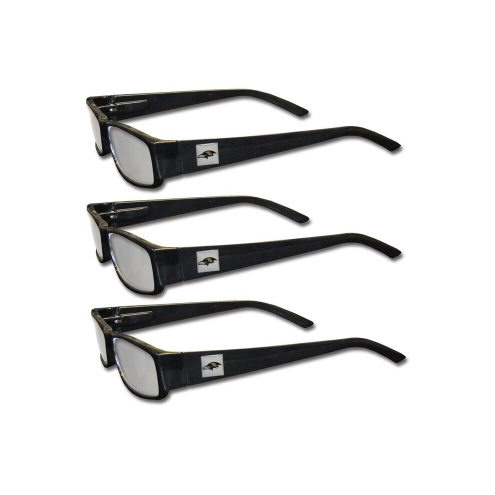 Siskiyousports Black Siskiyou F3rgb180-2.25 Nfl Baltimore Ravens Reading Glasses, - Plus 2.25 - Pack Of 3