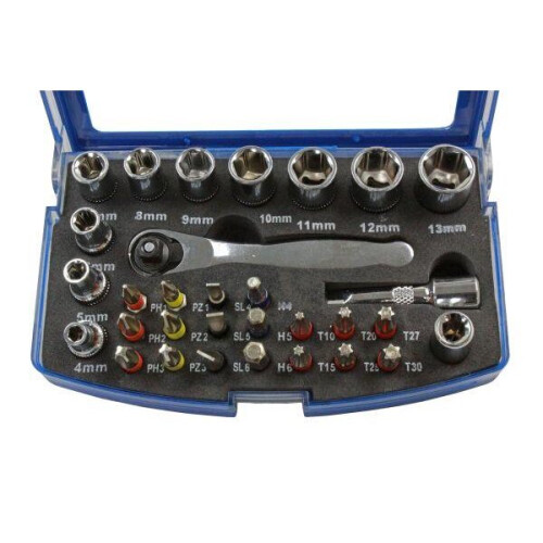 us pro US PRO 31 Piece 1/4" Dr Socket & Bit Set With Ratchet 3219