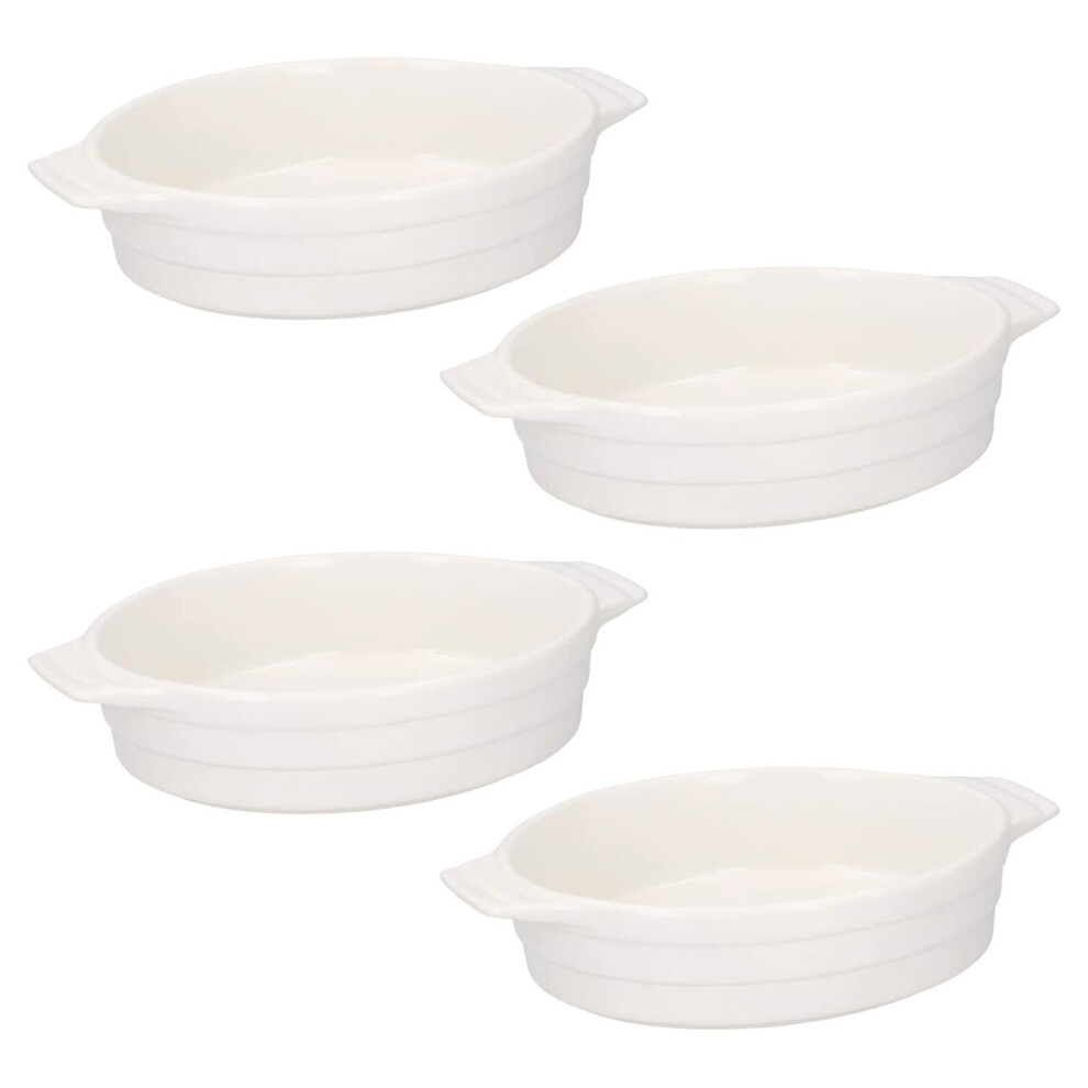 440 ml White Oval Individual Baking Serving Pie Dishes Set of 4