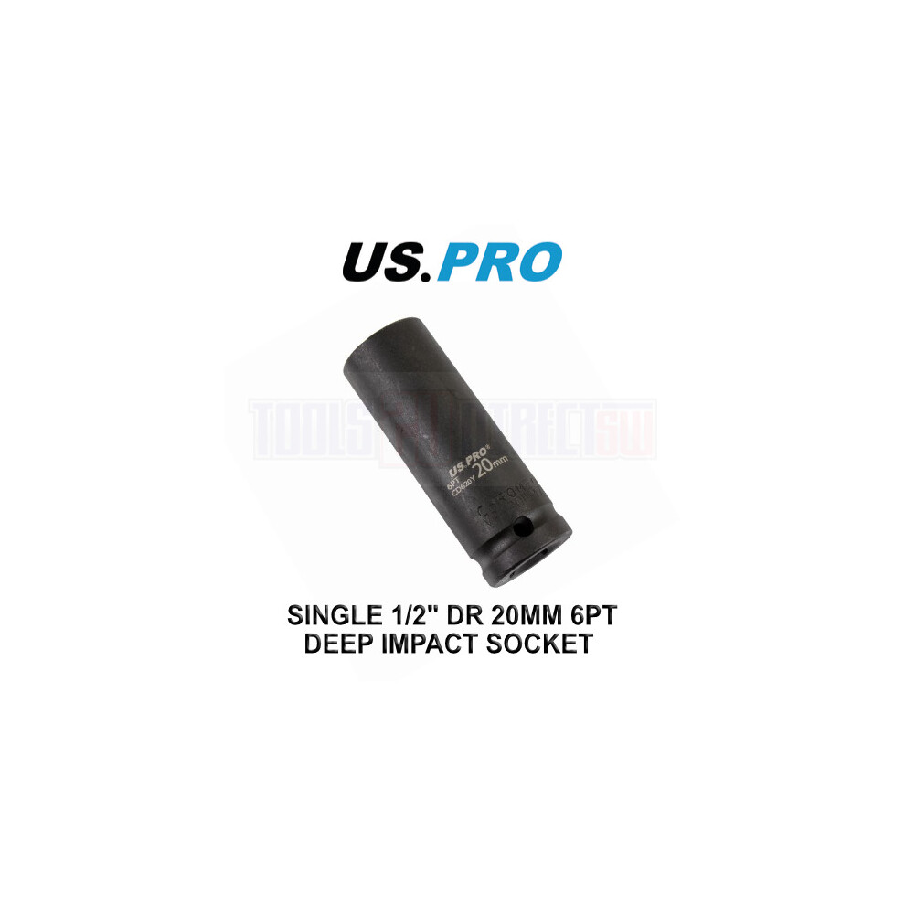 US PRO Tools 20mm 1/2" DR 6 Point Deep Impact Socket 3755