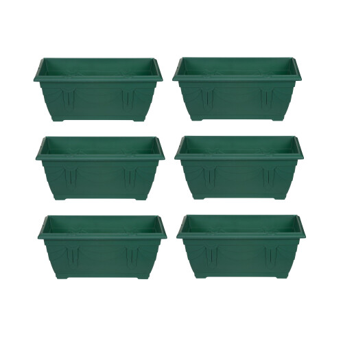 6 Venetian Window Box Trough Planters Small 40cm Plastic Forest Green 1