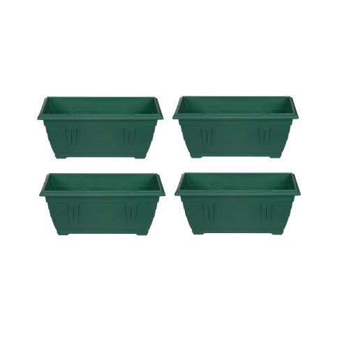 4 Venetian Window Box Trough Planters Small 40cm Plastic Forest Green 1