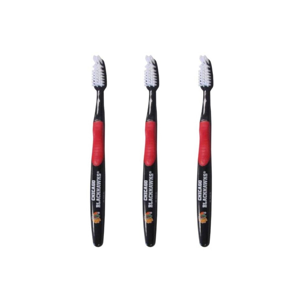 Siskiyousports Siskiyou Hbr10-3 Nhl Chicago Blackhawks Toothbrush - Set Of 3