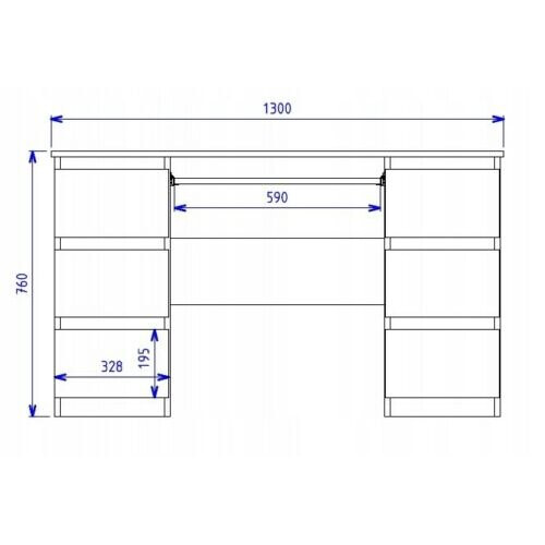 Large Desk Office White 6 Drawer Matt - KUBA 1