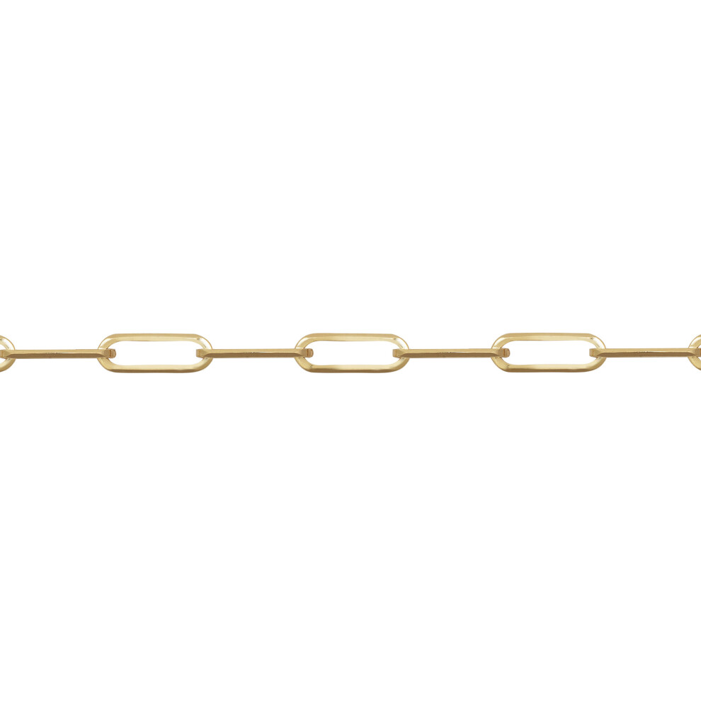 (16) Jewelco London Ladies 9ct Yellow Gold Elongated Oval Pill Paperclip 3mm Gauge Chain Link Necklace - JCN093A
