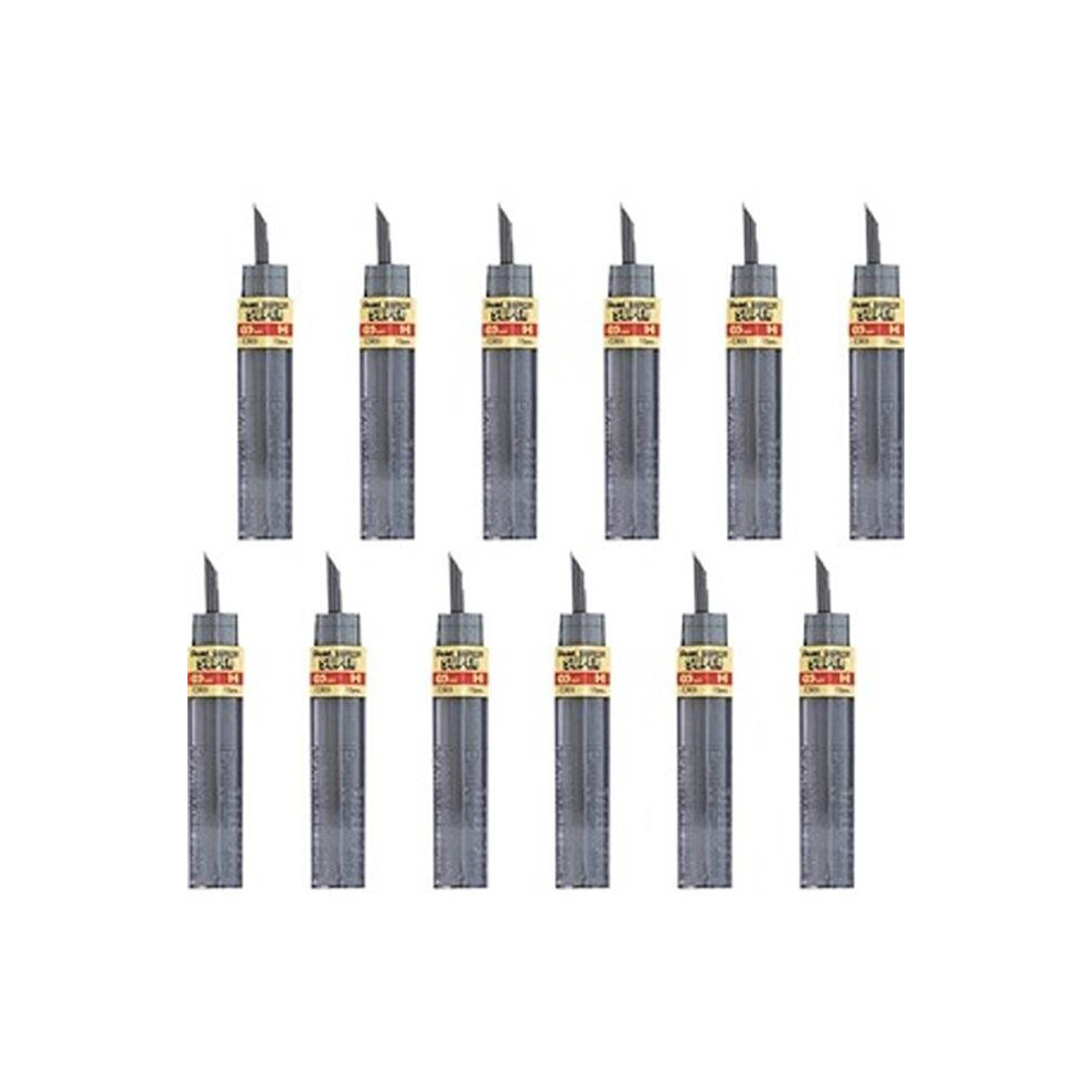 Pentel PENC505HBX 0.5 mm Hi-Polymer Black Lead Refills - Pack of 12