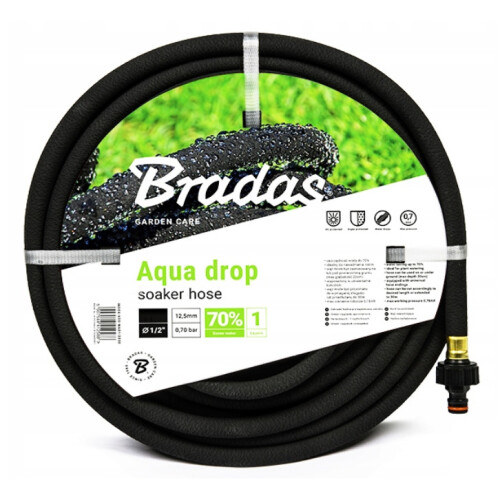 (7.5 M) GARDEN WATERING SOAKER HOSE AQUA-DROP BLACK