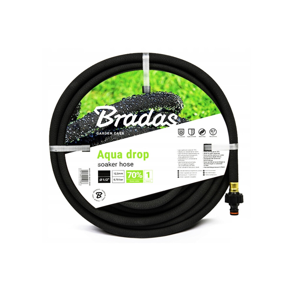 (100 M) GARDEN WATERING SOAKER HOSE AQUA-DROP BLACK