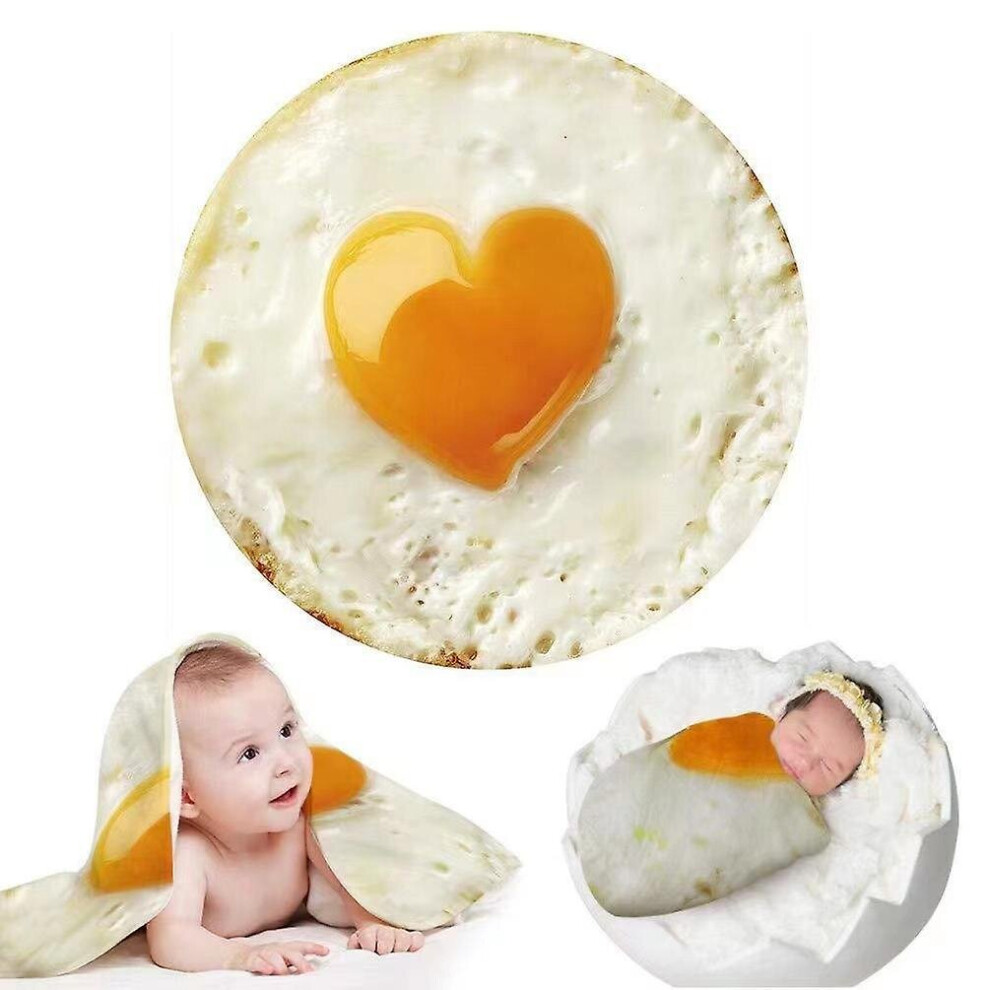 (Fried Egg) Baby Swaddle Blanket Simulation Food Blanket Newborn Flannel Swaddle Wrap With Hat