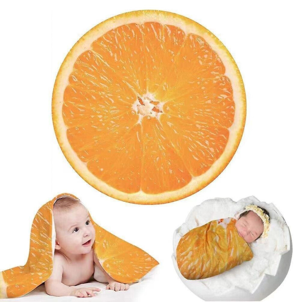 (Orange) Baby Swaddle Blanket Simulation Food Blanket Newborn Flannel Swaddle Wrap With Hat Orange