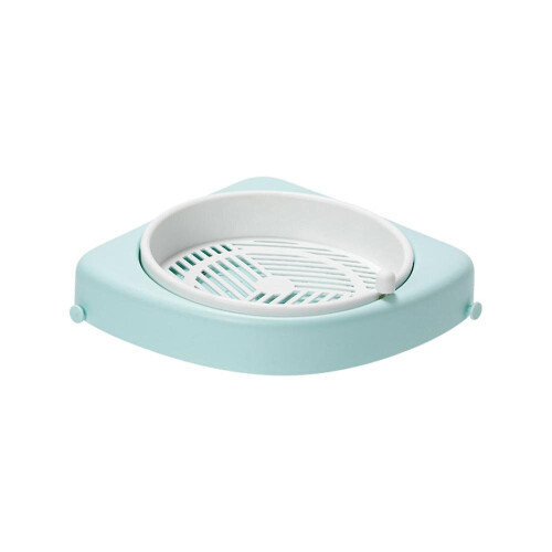 (Blue) Corner Shower Caddy Rotating Bathroom Storage Shelf Wall Mounted Triangular Rack