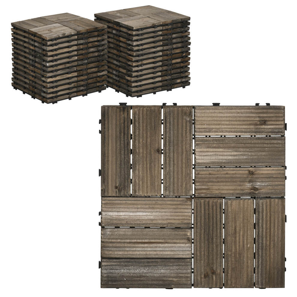 Pack Of 27 Interlocking Decking Tiles 30x30cm Outdoor Flooring, 2.5㎡