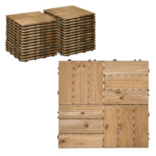 Outsunny 27 Pcs Wooden Decking Tiles, 30x30cm Decking Boards, 2.5