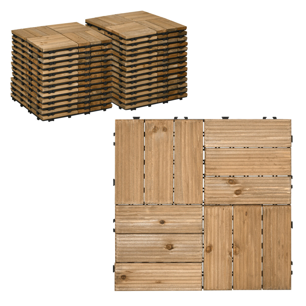 Outsunny 27 Pcs Wooden Decking Tiles, 30x30cm Decking Boards, 2.5
