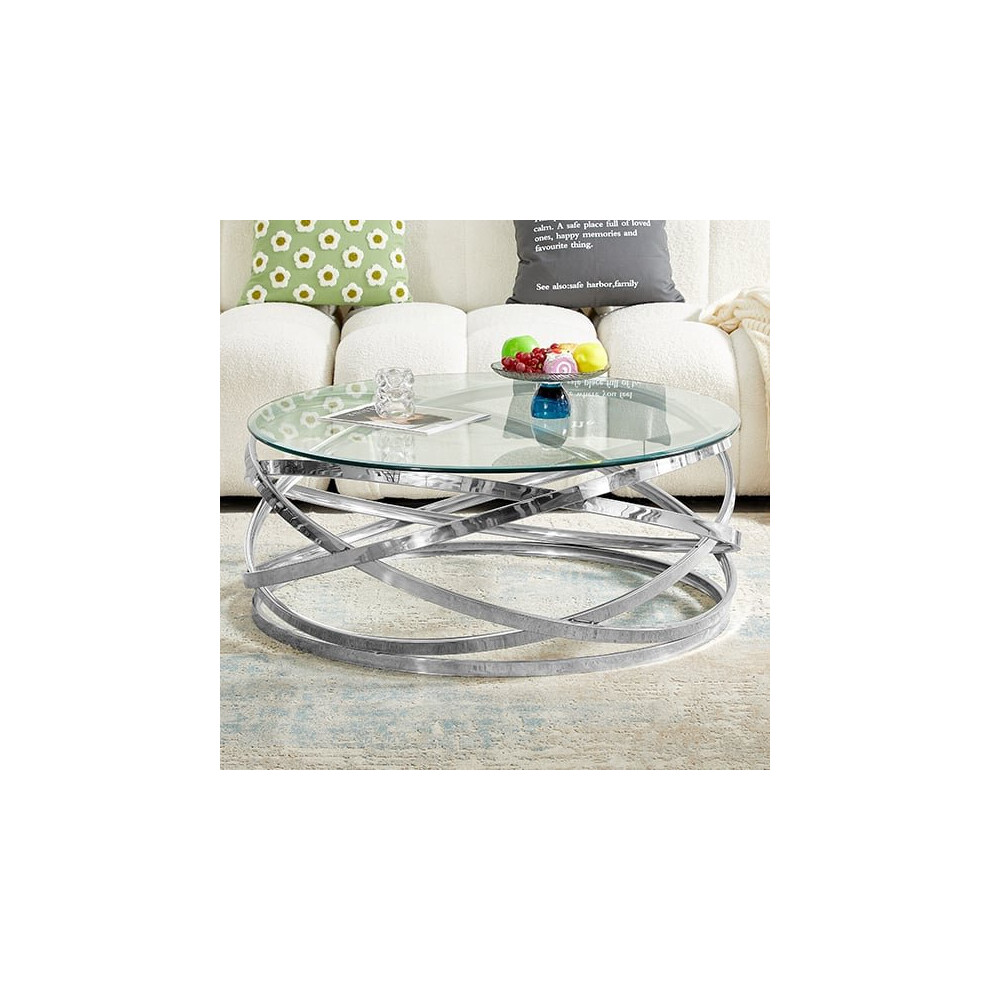 Enrico Round Clear Glass Coffee Table With Silver Base-image-OPC-PB9DQGX-NEW