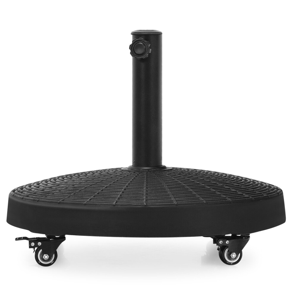 24KG Resin Umbrella Base Rattan Designed Umbrella Stand W/ Wheels