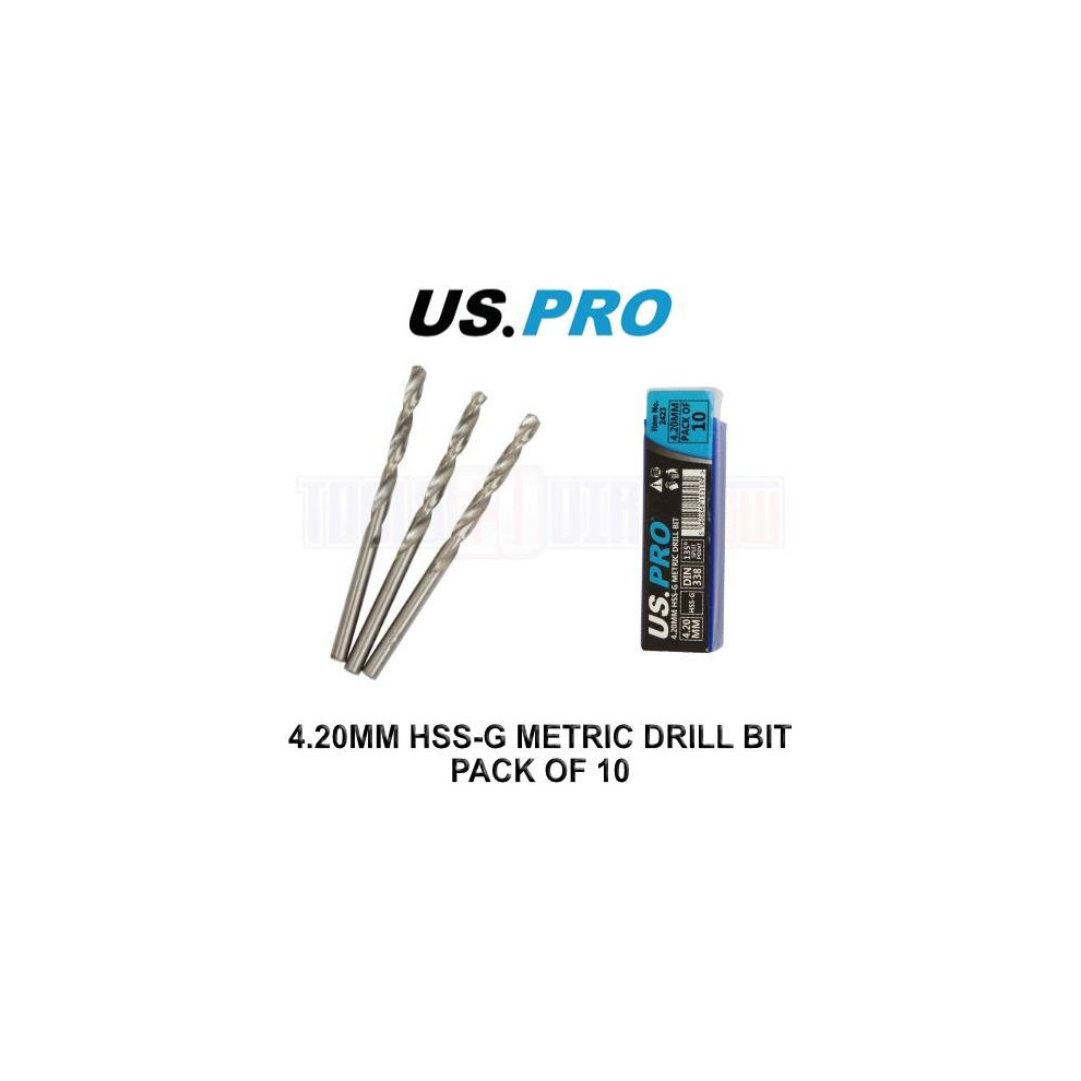 US PRO Tools 4.20MM HSS-G Metric twist Drill Bit Pack Of 10 2423