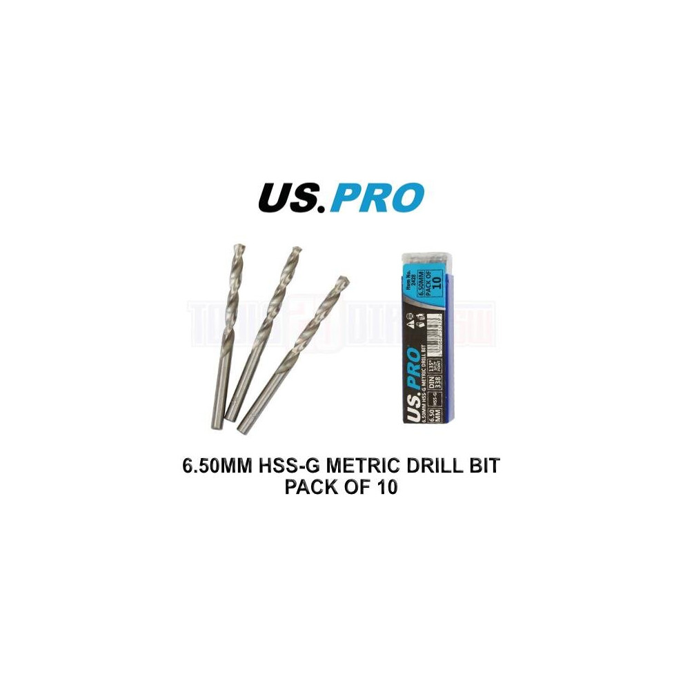 US PRO Tools 6.50MM HSS-G Metric twist Drill Bit Pack Of 10 2428