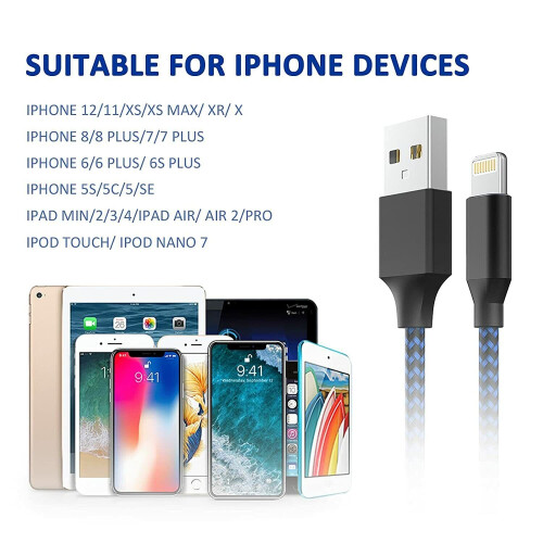 iPhone charger cable, MFi Certified Lightning Cable 5Pack 1/1/2/2/3m 1