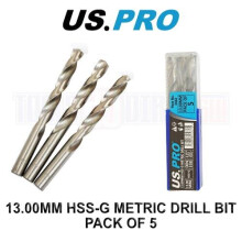 US PRO Tools 13.00MM HSS-G Metric twist Drill Bit Pack Of 5 2442